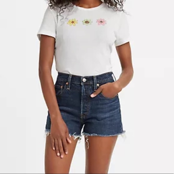 SALE! ⭐️ Levi’s 501 high rise denim shorts in salsa shaker - dark wash - Picture 4 of 9